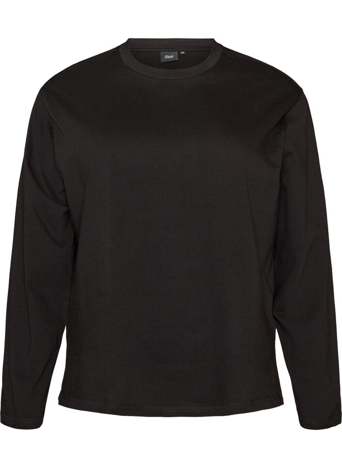Basis t-shirt med lange &aelig;rmer, Sort, Packshot image number 0