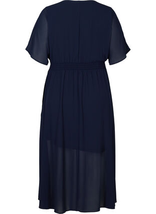 Lang kjole med smock og korte ærmer, Night Sky, Packshot image number 1
