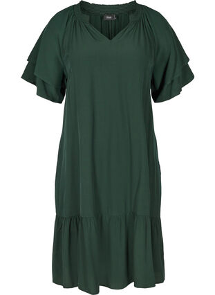 Kortærmet kjole med a-form og lommer, Scarab, Packshot image number 0