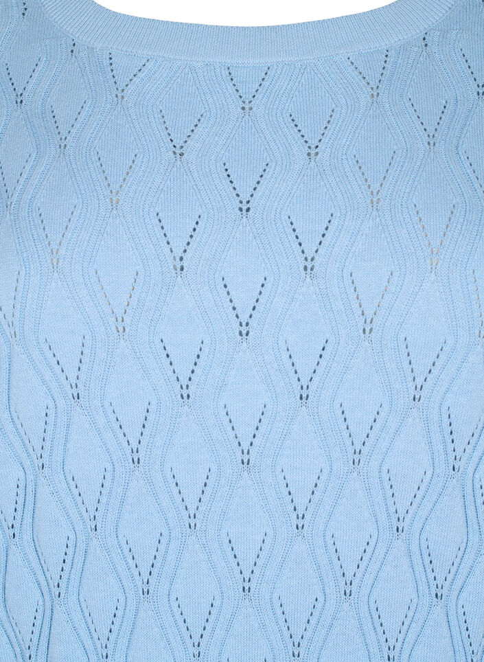 Strikbluse med hulmønster og bådudskæring, Blue Bell, Packshot image number 2