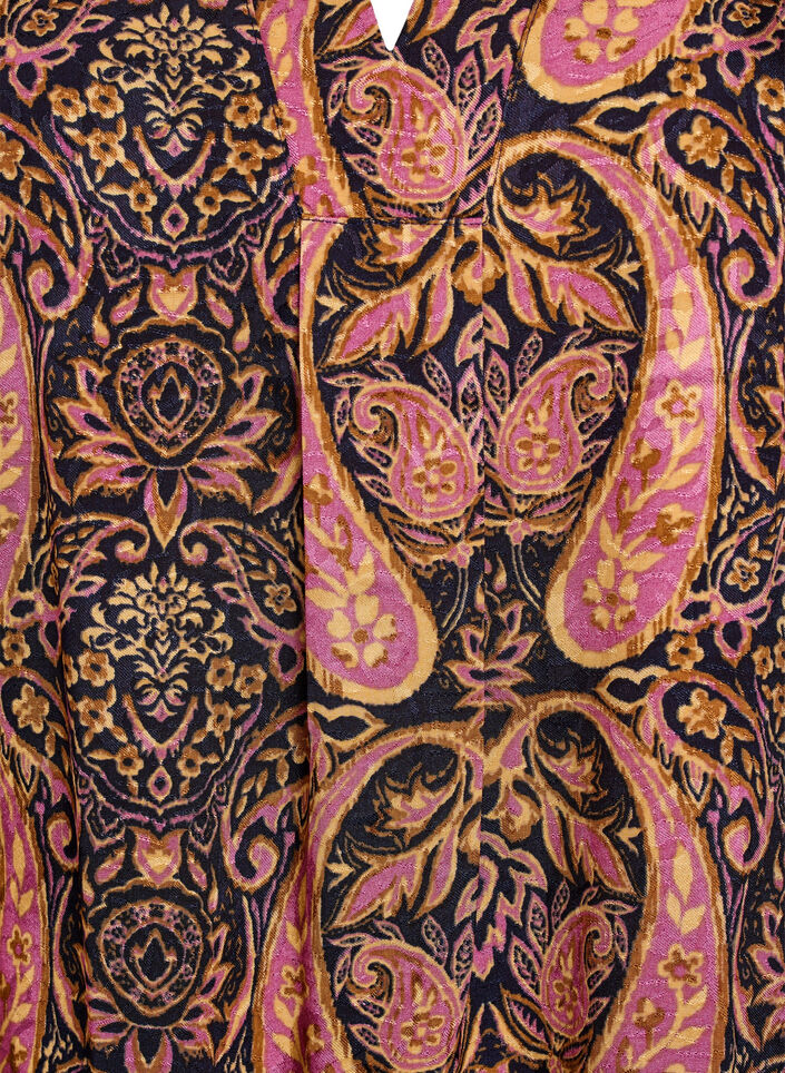 Bluse med paisleyprint og 3/4 ærmer, Blå, Packshot image number 2