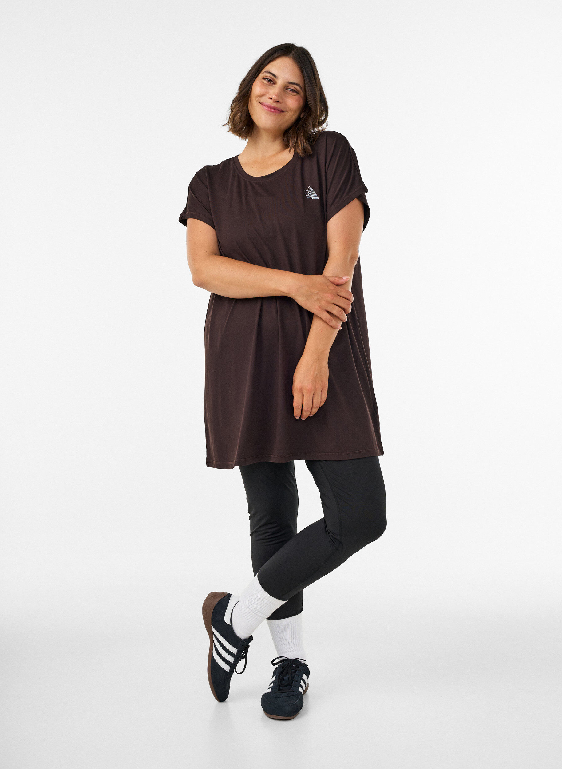 ZizziLang tr&aelig;nings t-shirt, Brun, Model image number 1