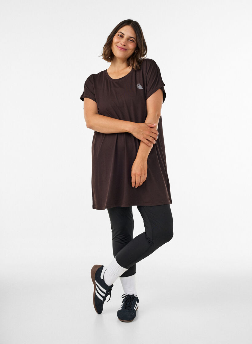 Lang tr&aelig;nings t-shirt, Brun, Model image number 1