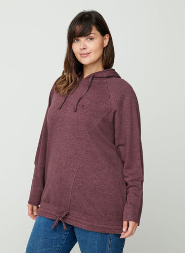 Sweatshirt med justerbar bund, Fudge Mel. , Model image number 0