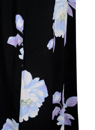 Blomstret kjole med korte ærmer i viskose, Black Big Flower AOP, Packshot image number 3