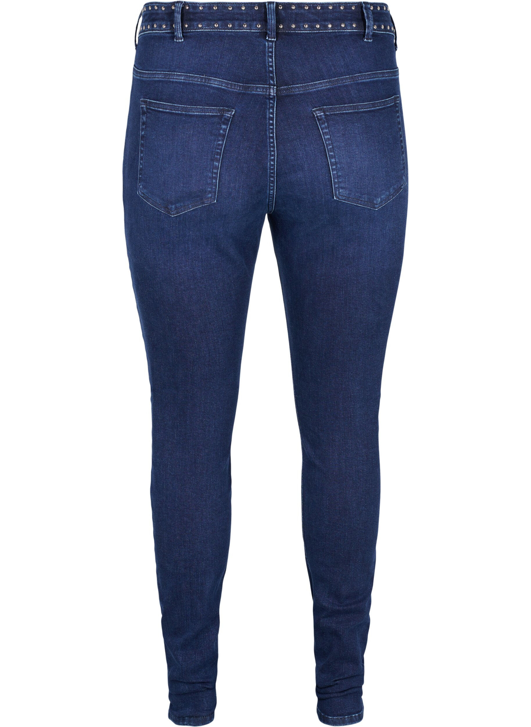 Zizzi Super slim Amy jeans med nitter, Dark blue, Packshot image number 1