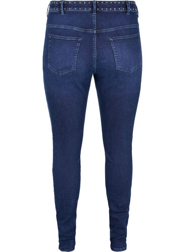 Super slim Amy jeans med nitter, Dark blue, Packshot image number 1