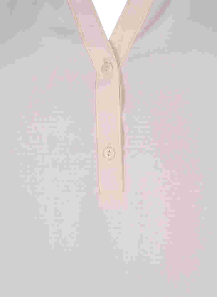 Langærmet bluse med v-udskæring, Warm Off-white, Packshot image number 2