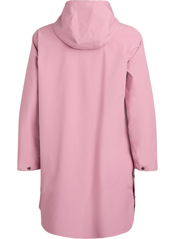 Regnjakke med lommer og h&aelig;tte, Lyser&oslash;d, Packshot