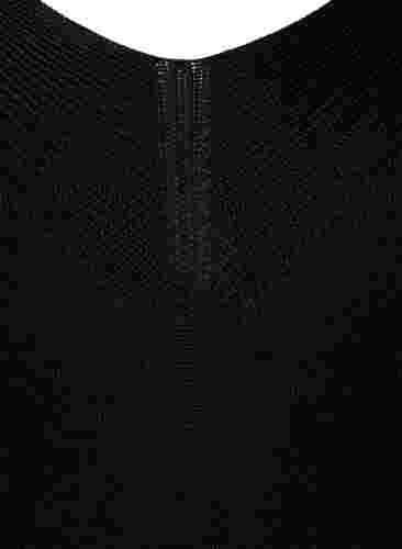 Viskose strikbluse med v-hals, Black, Packshot image number 2