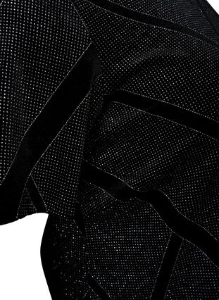 Velourkjole med glitter og turtleneck, Black, Packshot image number 3