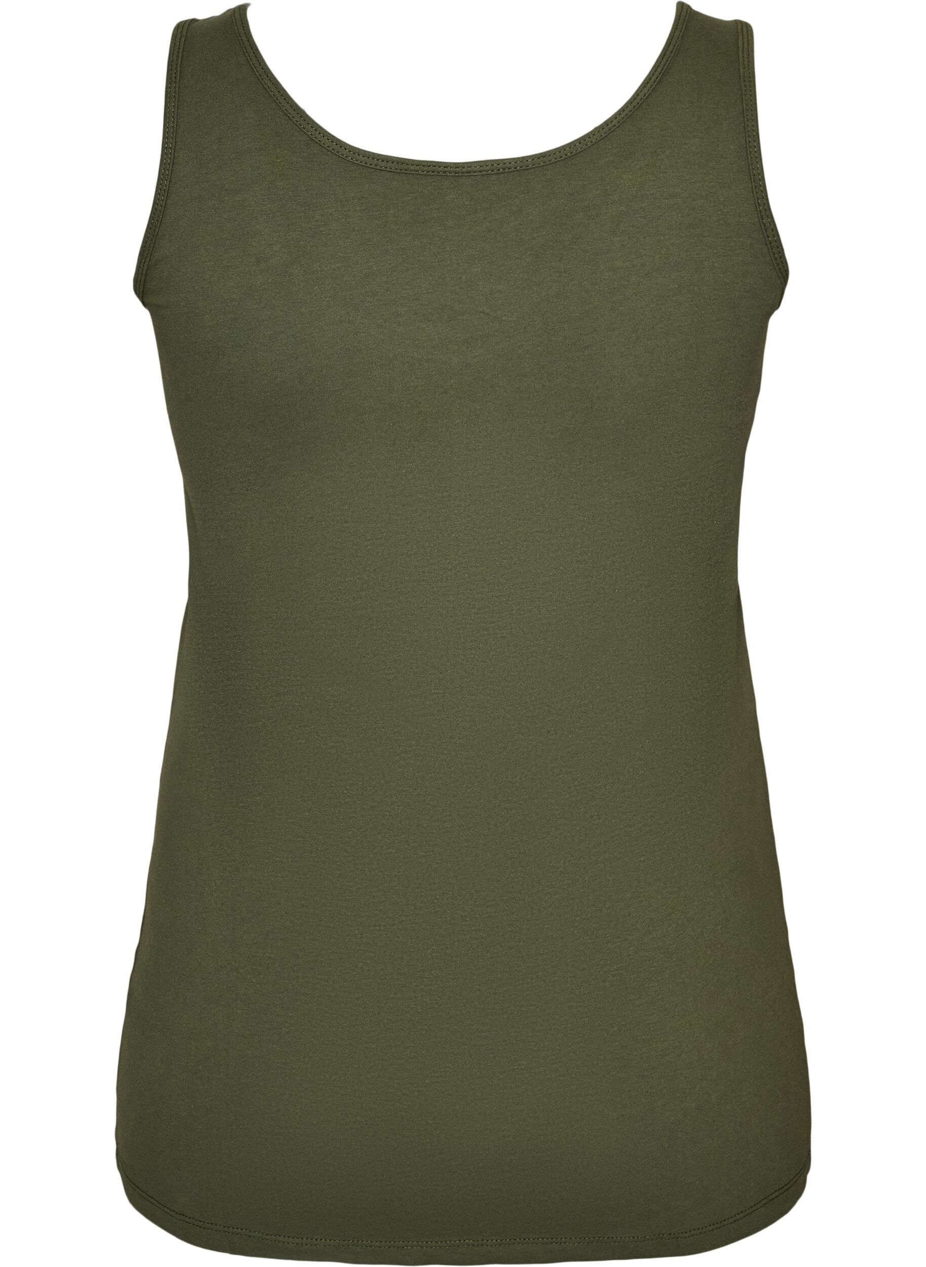 ZizziEnsfarvet basis top i bomuld, Gr&oslash;n, Packshot image number 1