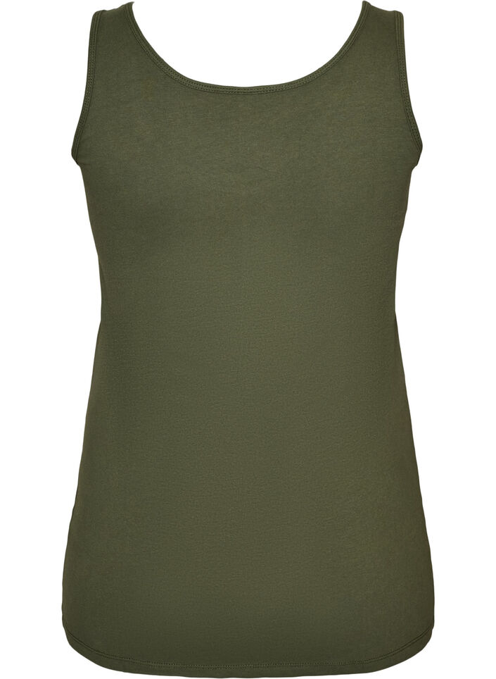 Ensfarvet basis top i bomuld, Gr&oslash;n, Packshot image number 1