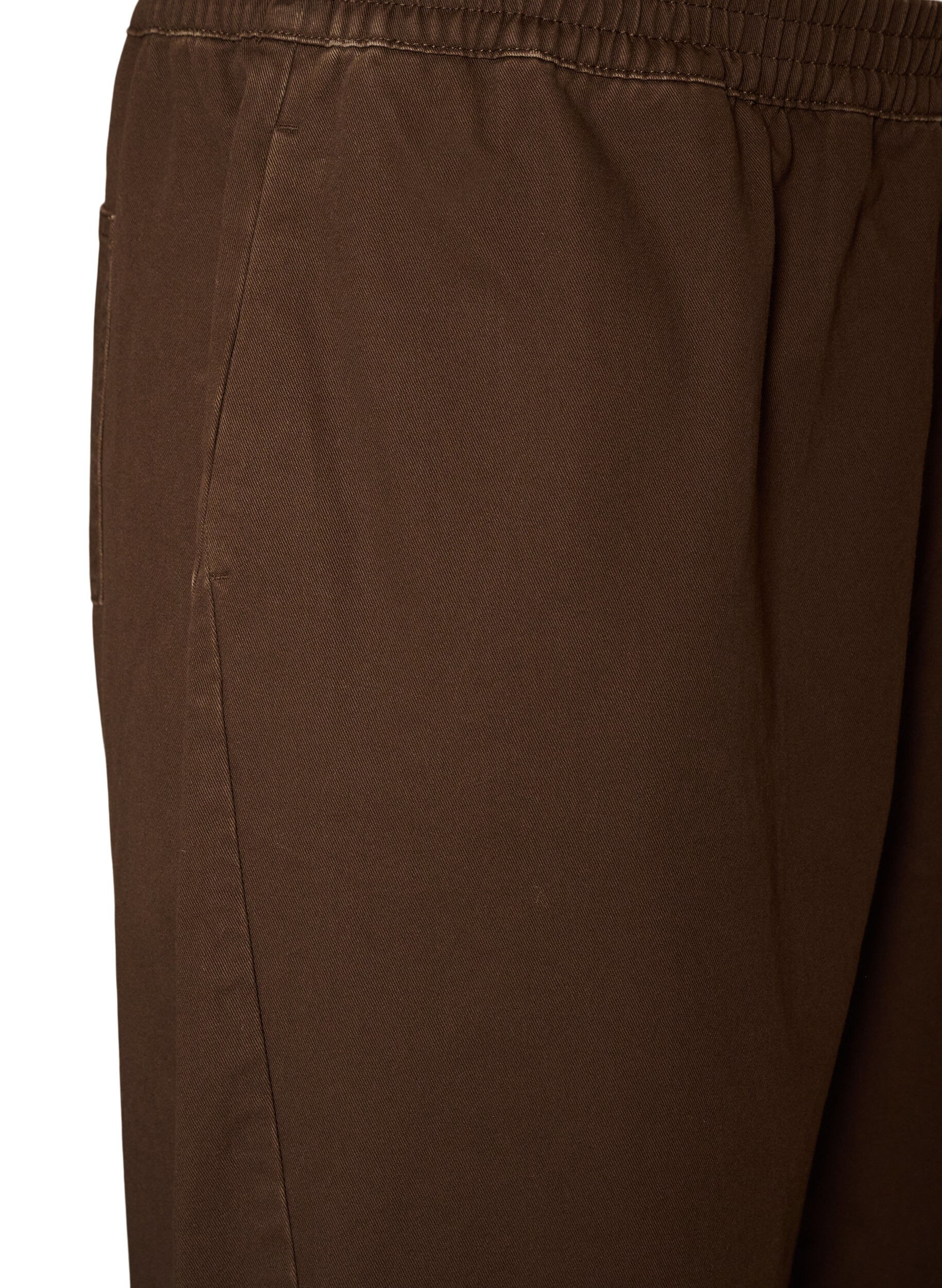ZizziBarrel jeans med h&oslash;j talje og elastisk linning, Brun, Packshot image number 2