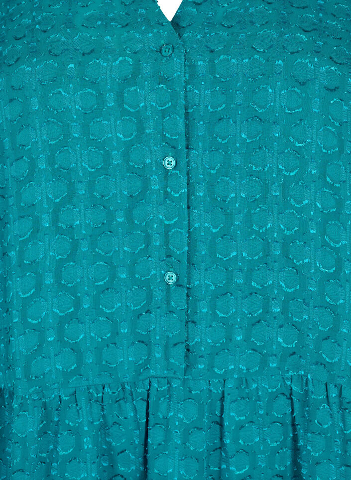 Jacquard kjole med flæsekrave, Deep Lake, Packshot image number 2