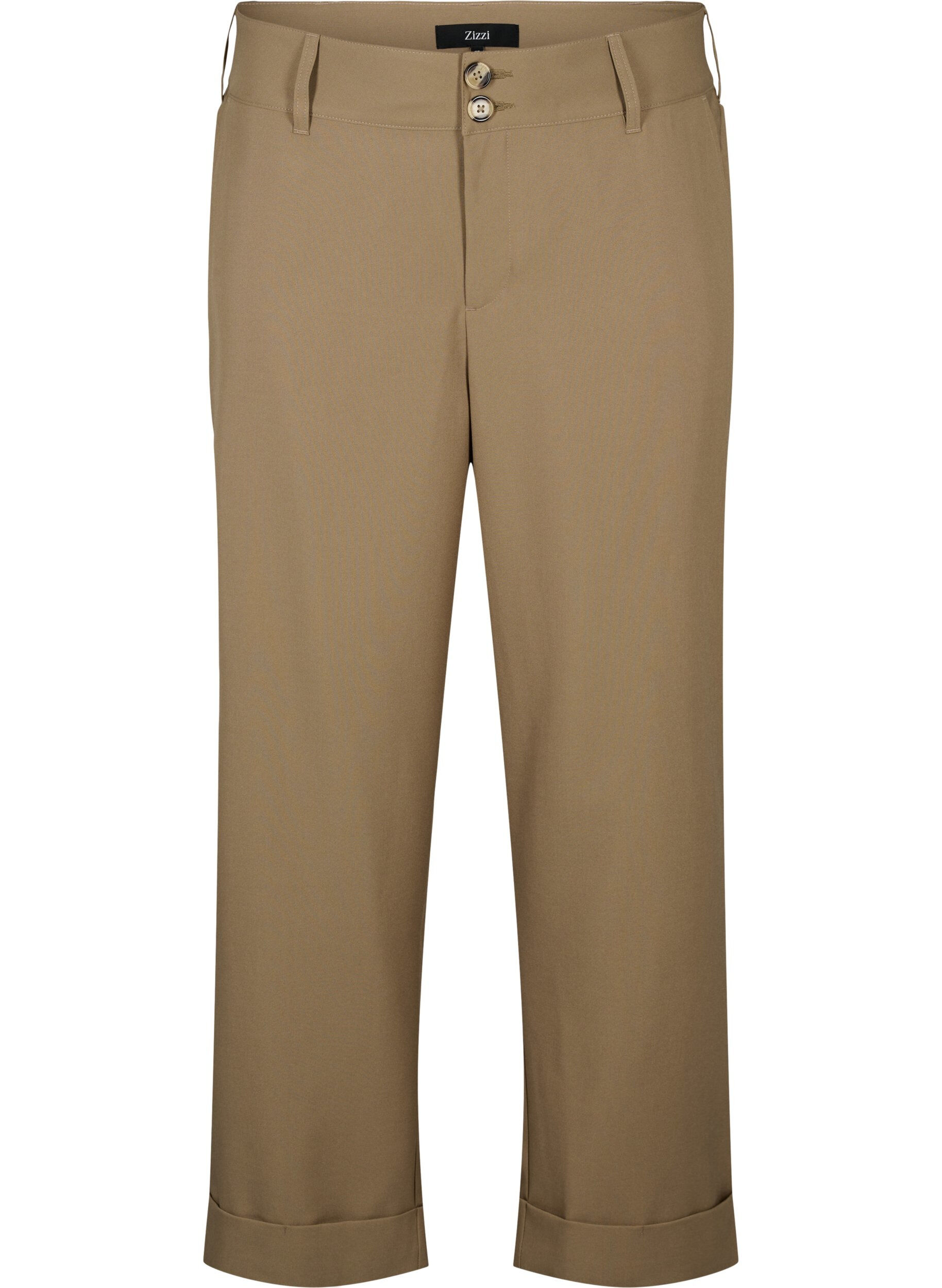 Zizzi H&oslash;jtaljede bukser med opsm&oslash;g, Petrified Oak, Packshot image number 0