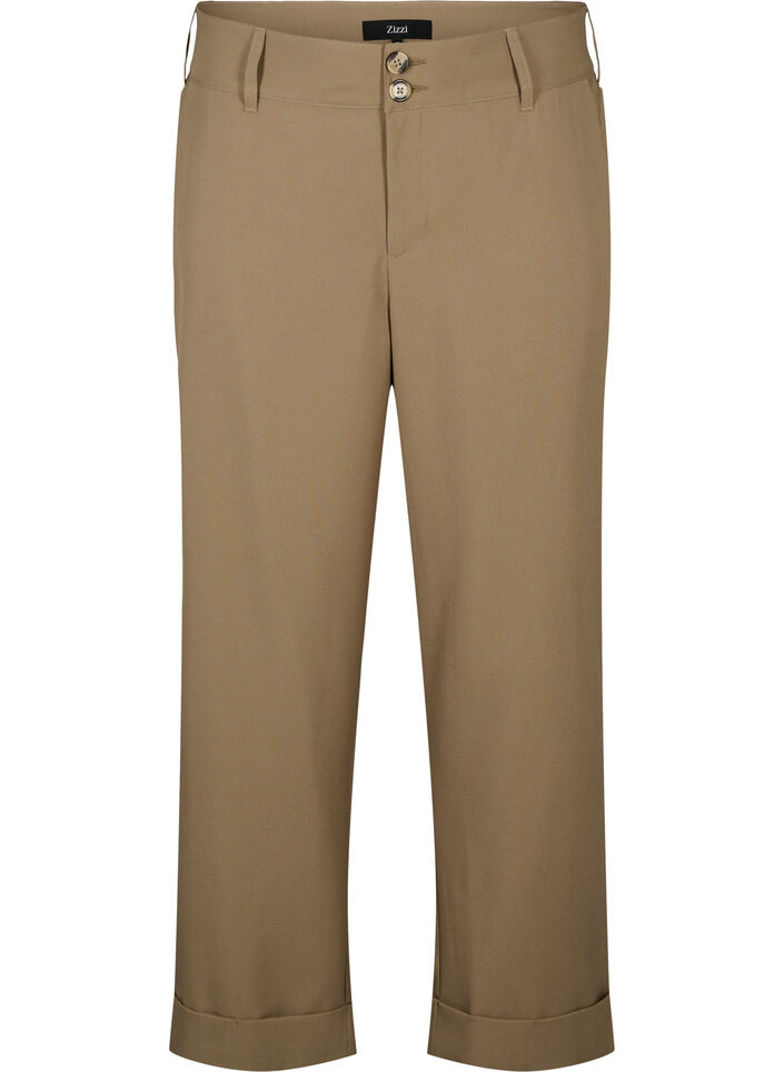 Højtaljede bukser med opsmøg, Petrified Oak, Packshot image number 0