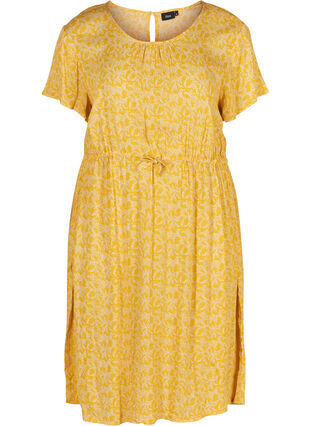 Kjole med korte ærmer, Yellow Branch, Packshot image number 0