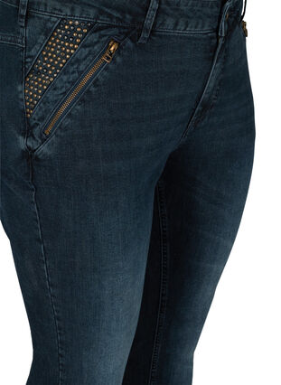 Slim fit Emily jeans med nitter, Dark blue, Packshot image number 2