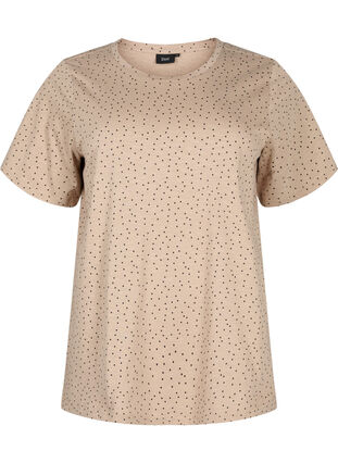 T-shirt i økologisk bomuld med prikker, Natural Dot, Packshot image number 0