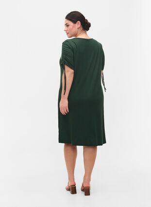 Kortærmet viskose kjole med snøredetalje, Scarab, Model image number 1