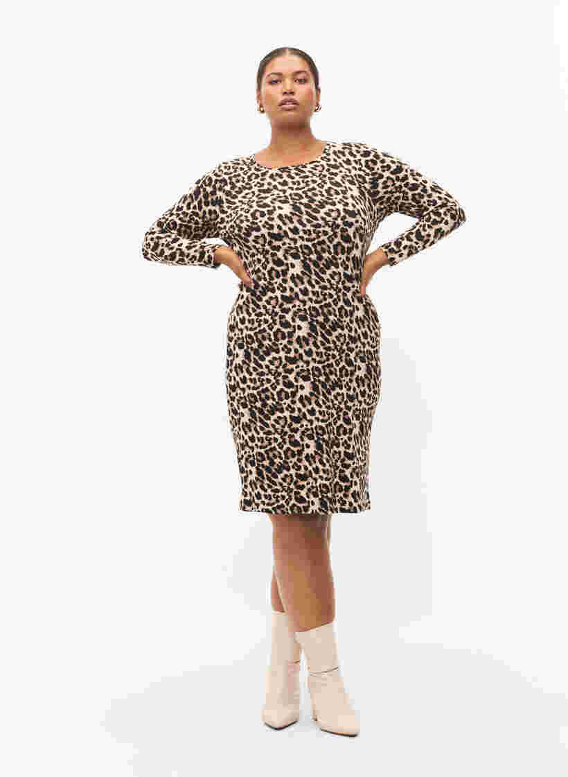 Langærmet kjole i leoprint, Leo, Model image number 3