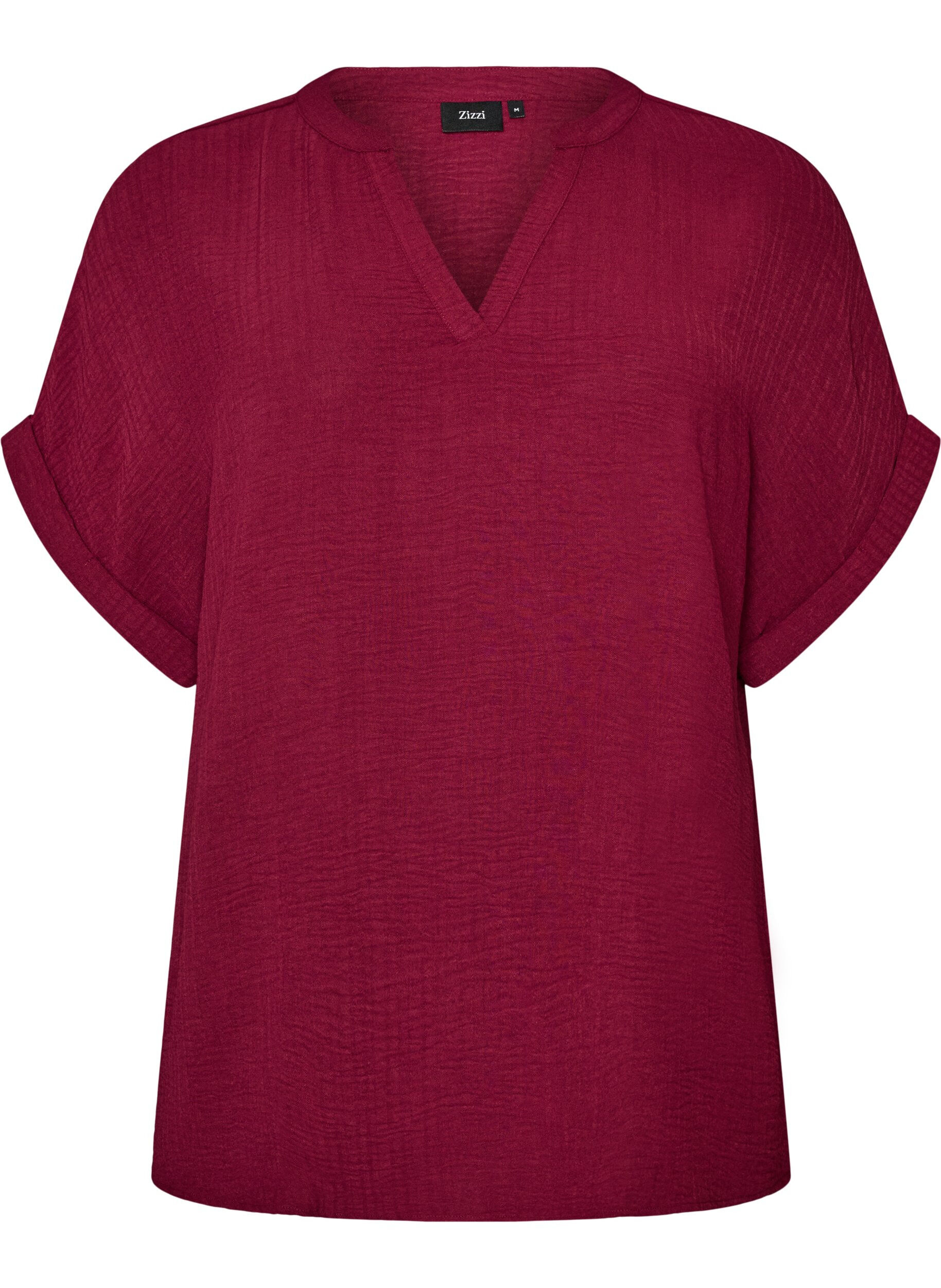 ZizziL&oslash;s bluse med korte &aelig;rmer, R&oslash;d, Packshot image number 0