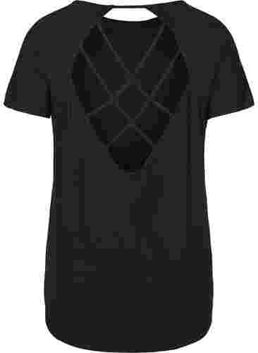 Trænings t-shirt i viskose med ryg-udskæring, Black, Packshot image number 1