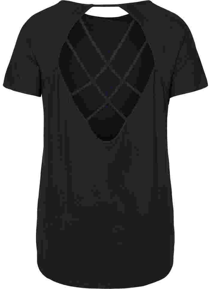 Trænings t-shirt i viskose med ryg-udskæring, Black, Packshot image number 1
