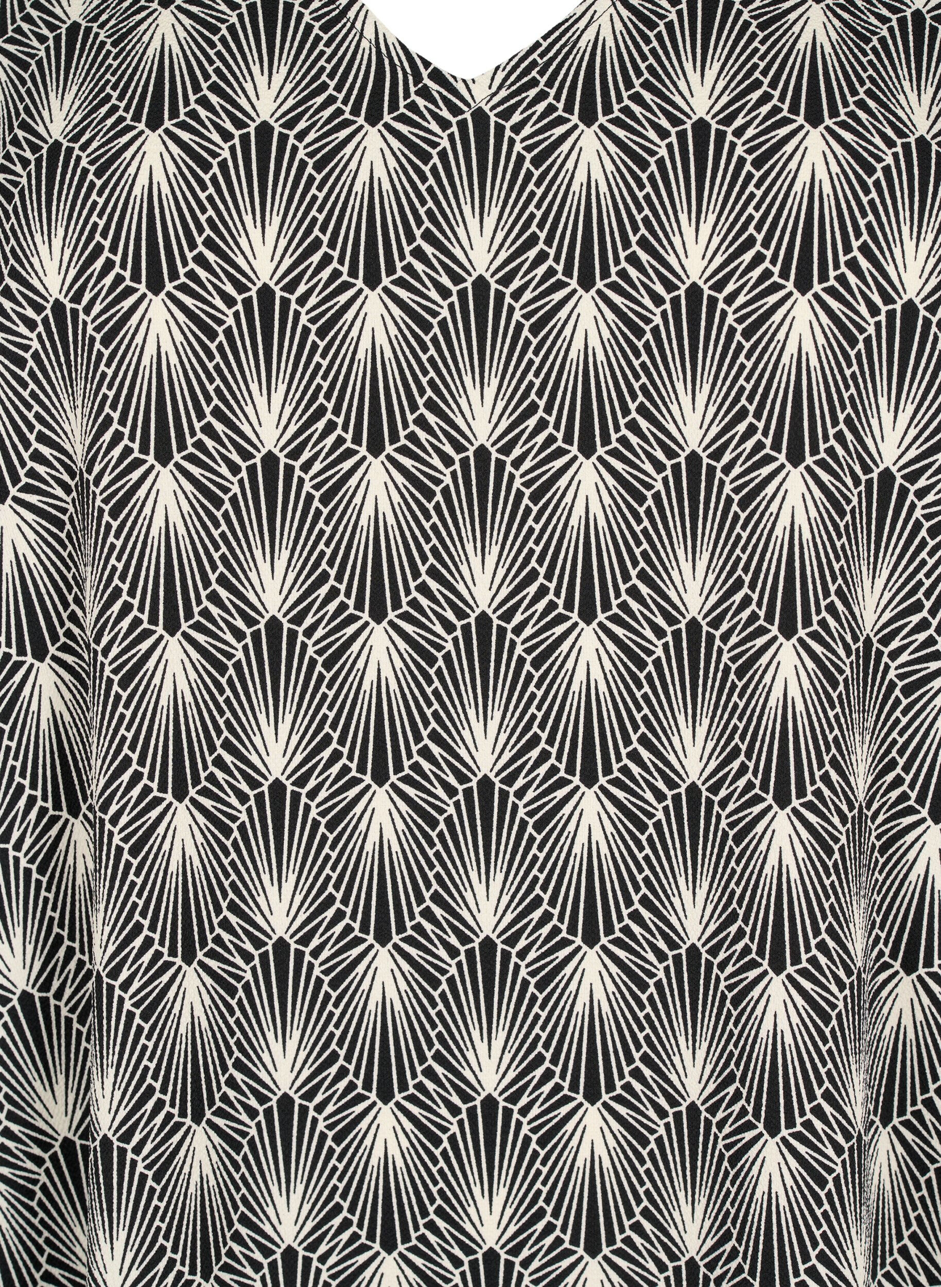 Zizzi V-hals kjole med print, Birch Graphic AOP, Packshot image number 2