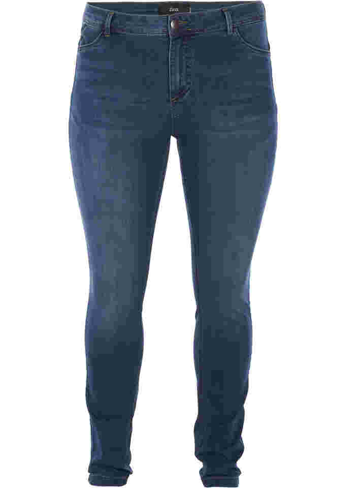Ekstra slim Nille jeans med høj talje, Blue d. washed, Packshot image number 0