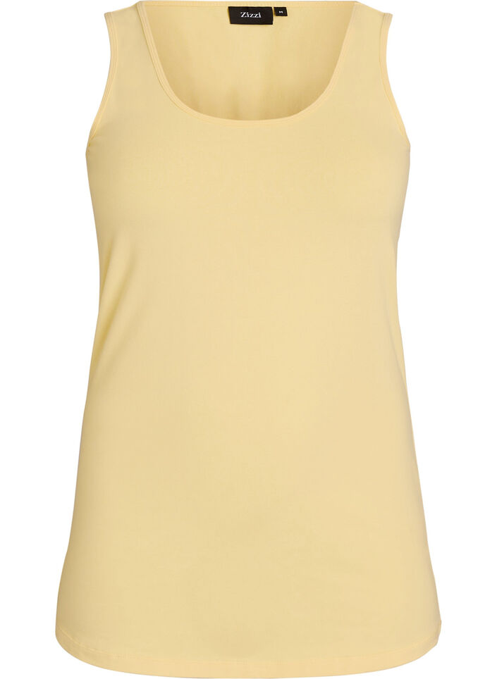 Ensfarvet basis top i bomuld, Gul, Packshot image number 0