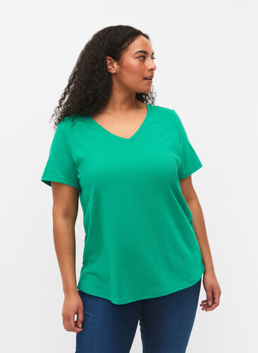 Kortærmet t-shirt med v-udskæring, Simply Green, Model image number 0