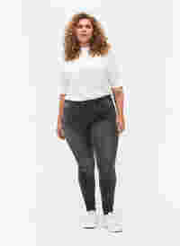 Super slim Amy jeans med høj talje, Dark Grey Denim, Model