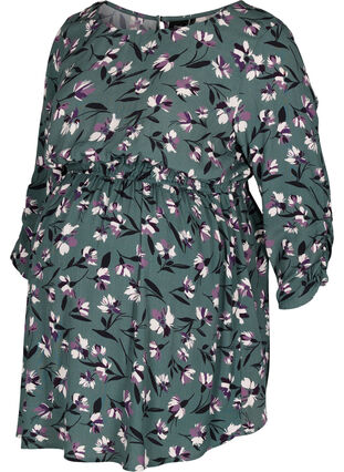 Graviditets bluse i viskose med blomsterprint, Silver Pine Flower, Packshot image number 0