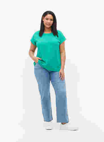 Kortærmet t-shirt i bomuldsblanding, Emerald Green, Model image number 2