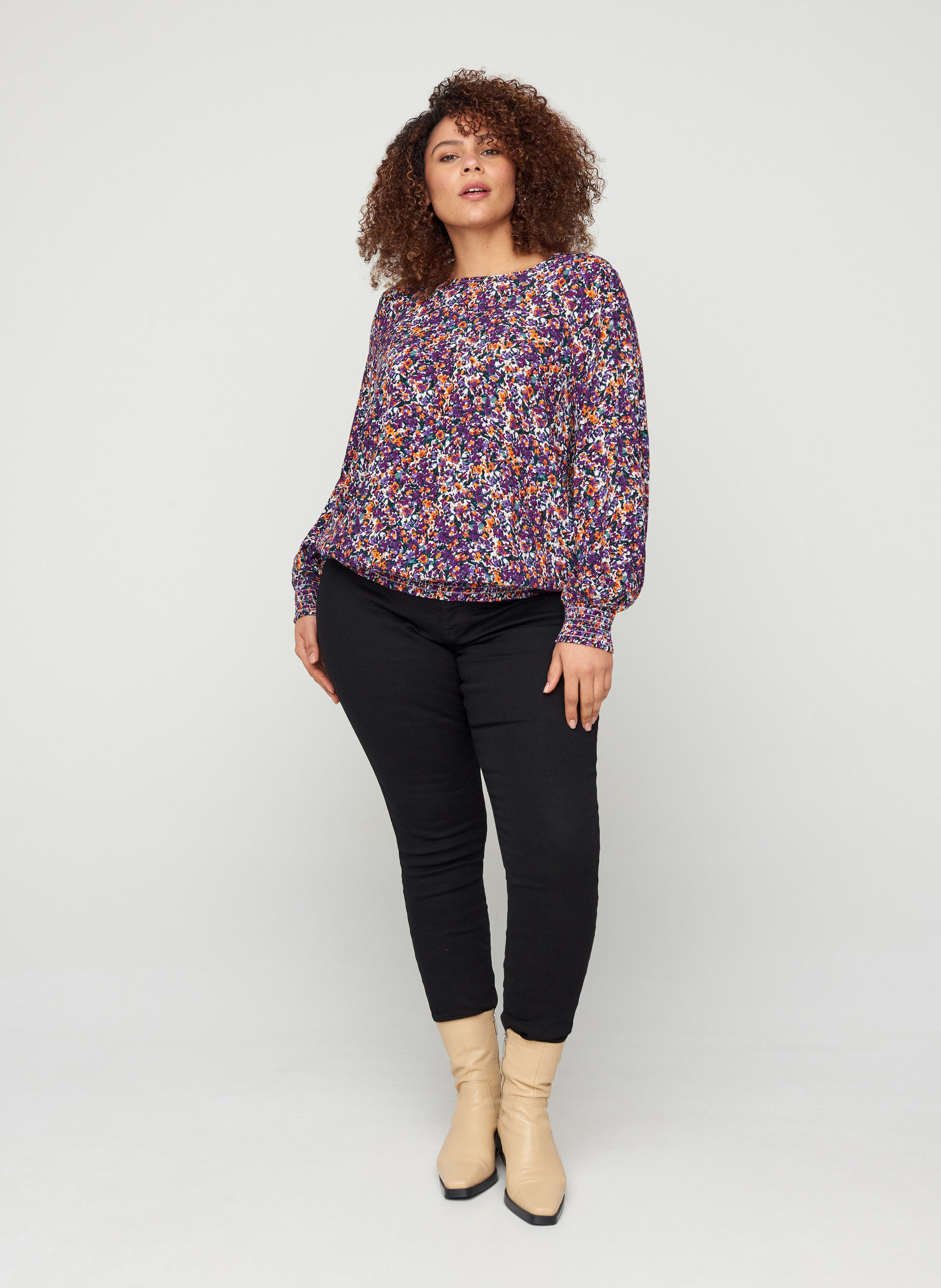 Zizzi Jeggings i bomuldsmix, Black, Model image number 3