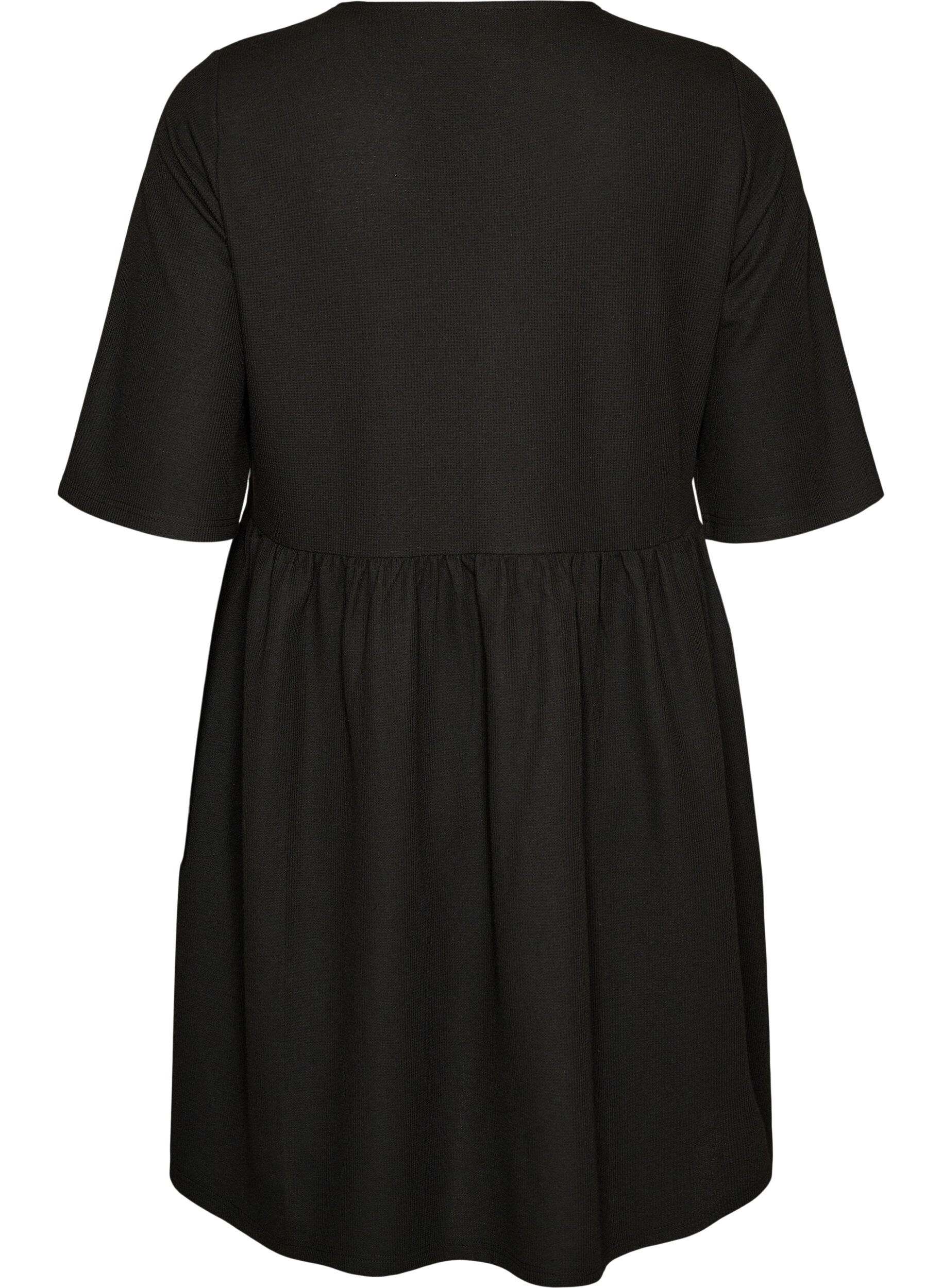 ZizziKjole med ribbet struktur og empire sk&aelig;ring, Sort, Packshot image number 1