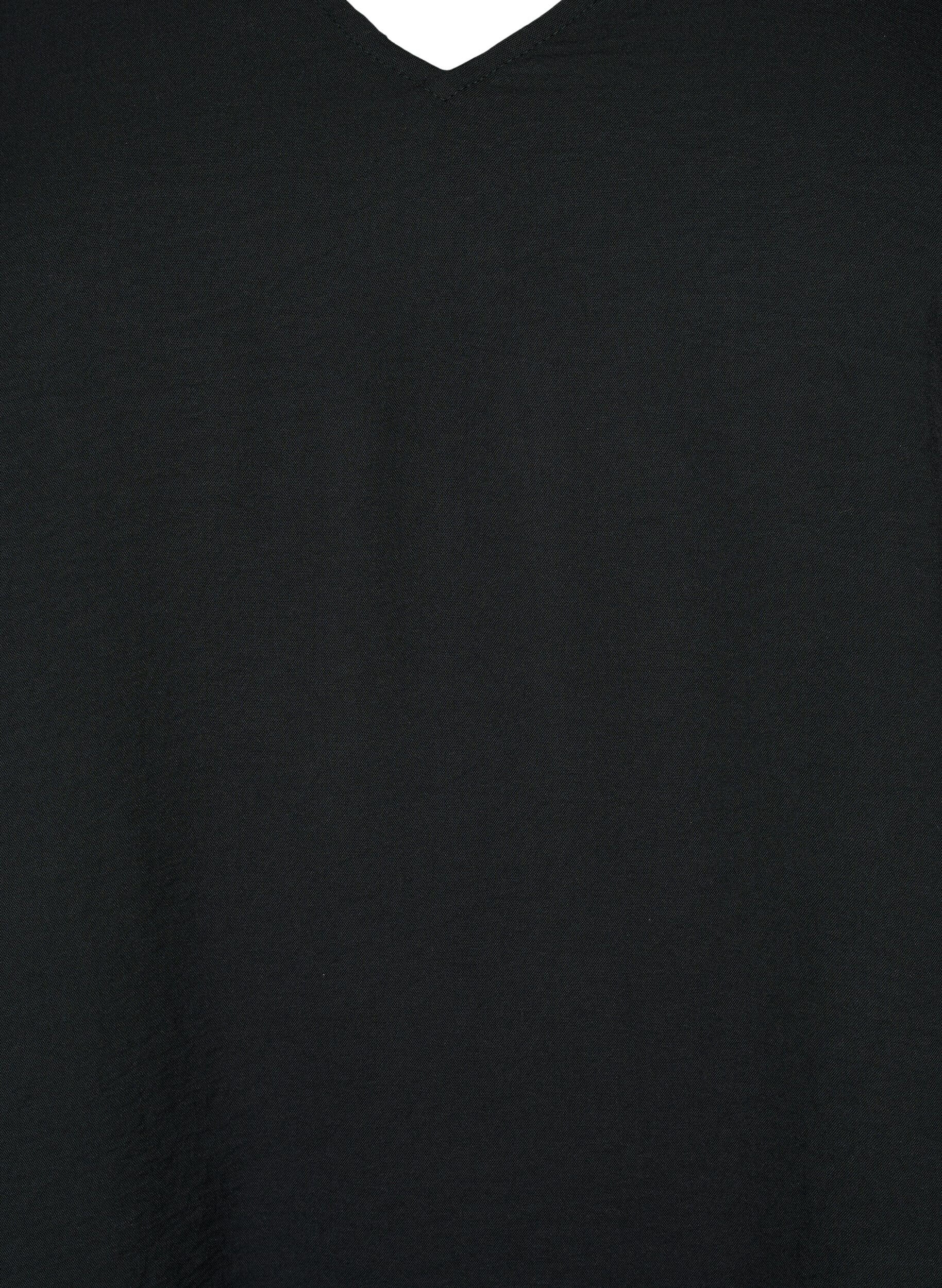 ZizziBluse med v-udsk&aelig;ring , Black, Packshot image number 2