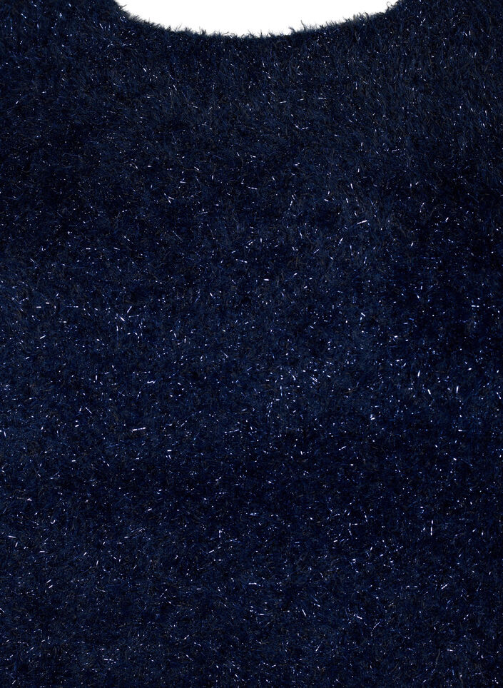 Strikbluse med glittertråd, Blå, Packshot image number 2