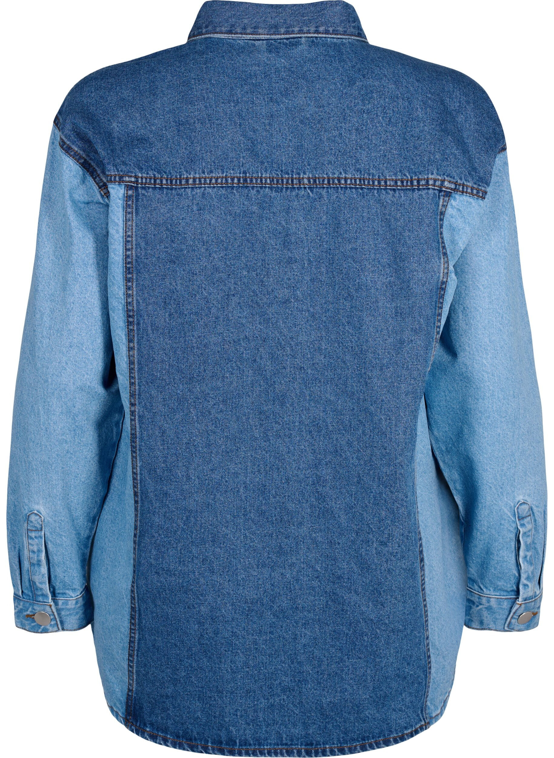 Zizzi Colorblock denim jakke , Light Blue Denim, Packshot image number 1