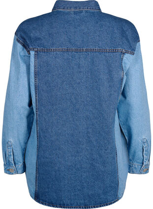 Colorblock denim jakke , Light Blue Denim, Packshot image number 1