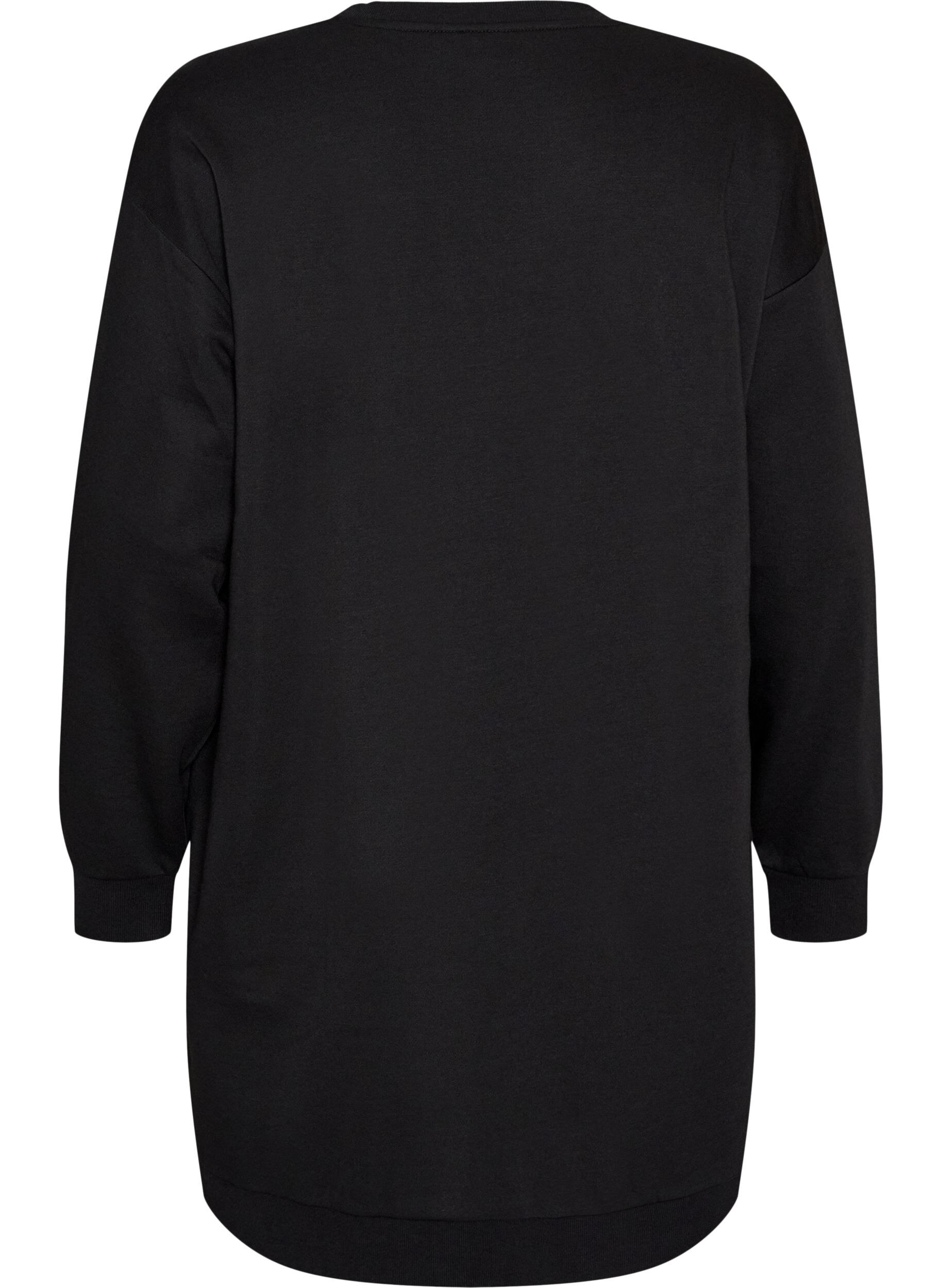 ZizziL&oslash;s sweatkjole med lommer, Sort, Packshot image number 1