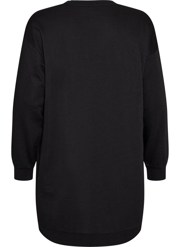L&oslash;s sweatkjole med lommer, Sort, Packshot image number 1