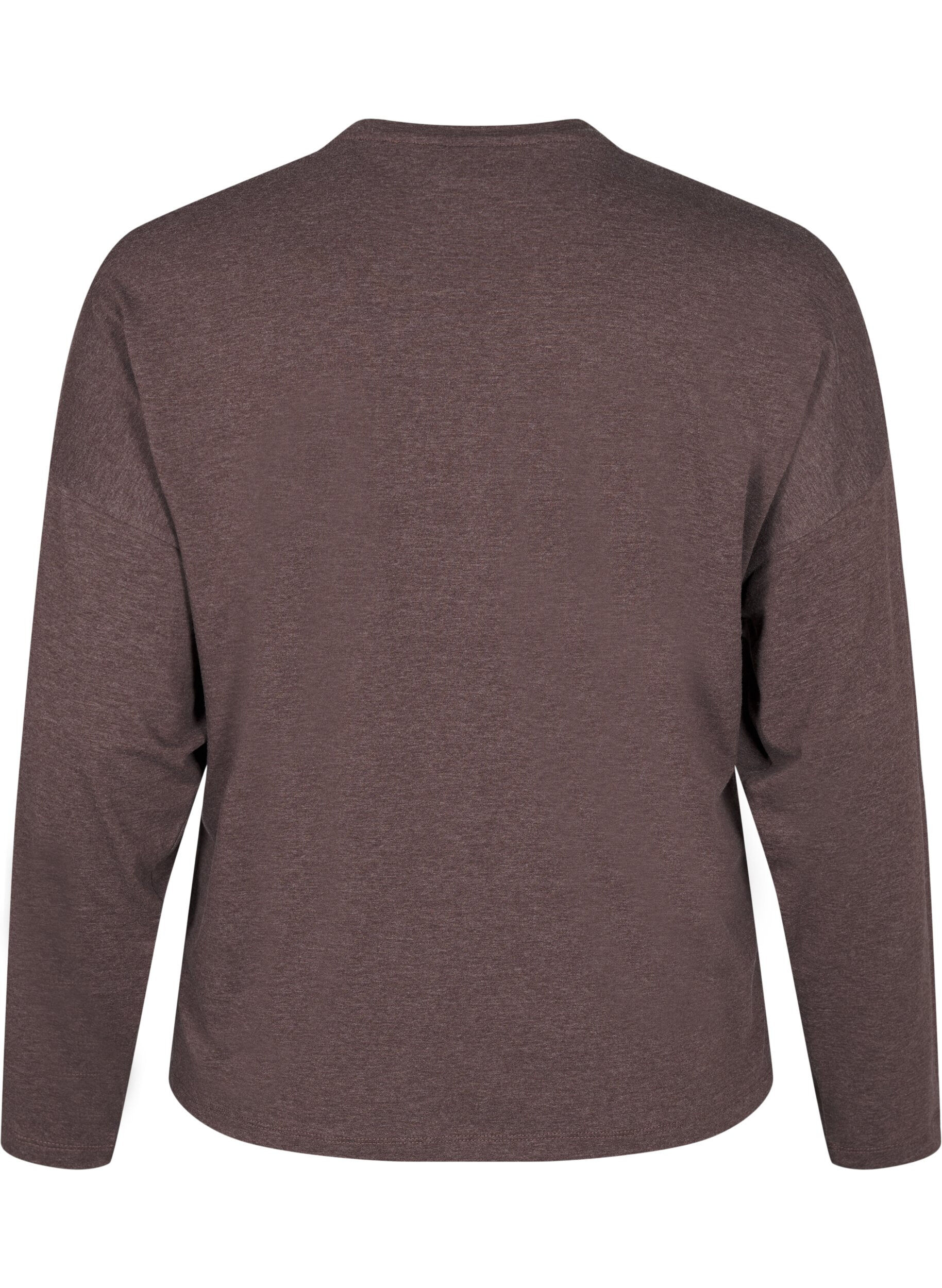 Zizzi L&oslash;s jerseybluse med s&oslash;mdetaljer, Brun, Packshot image number 1