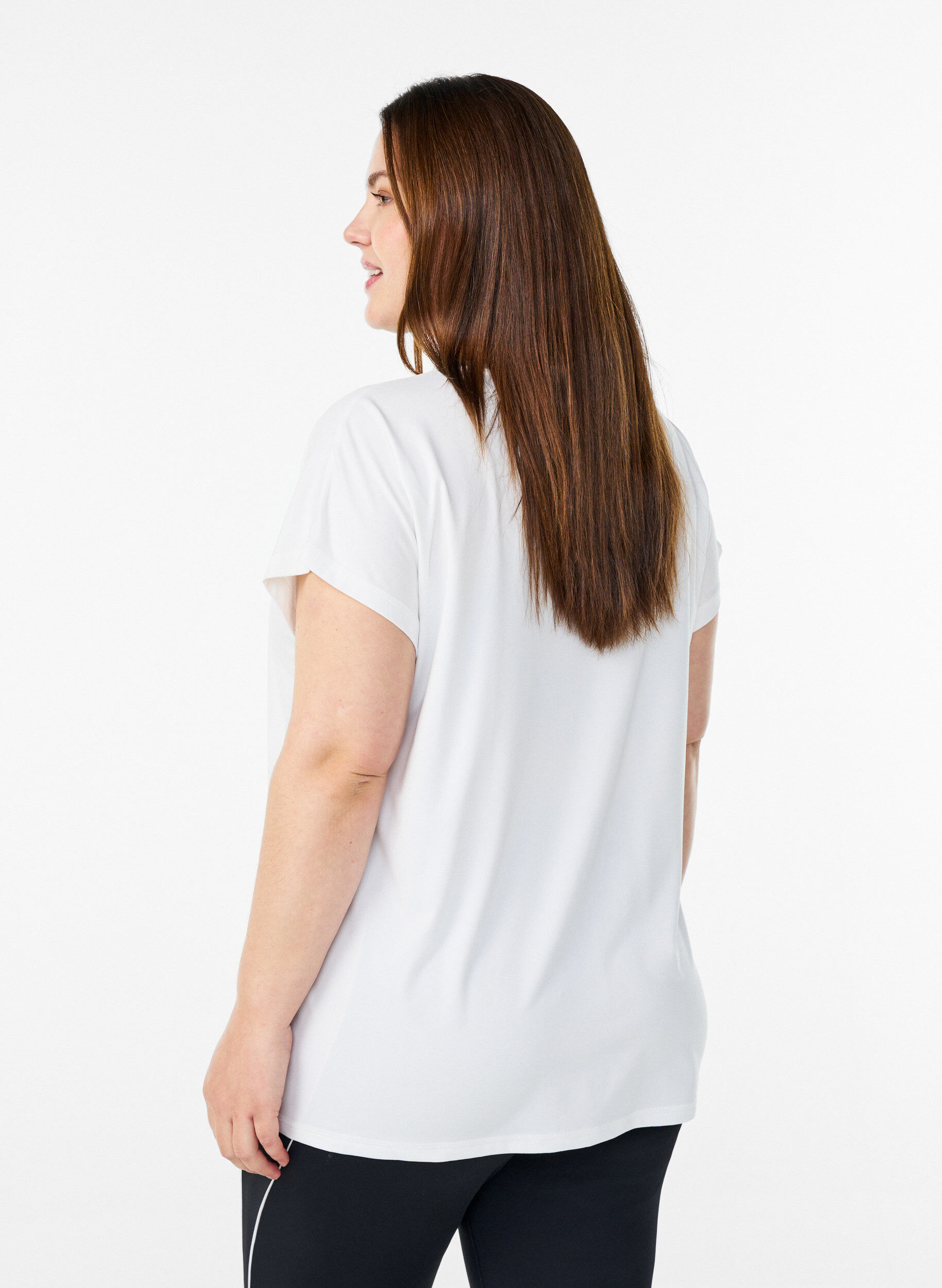 Zizzi Ensfarvet tr&aelig;nings t-shirt, Hvid, Model image number 2