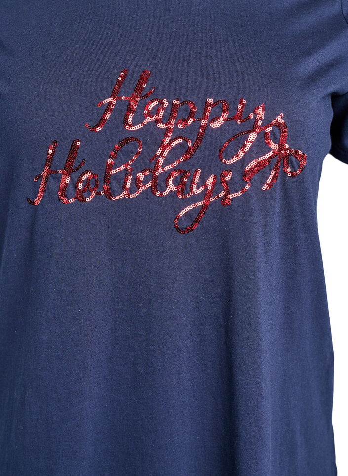 Jule t-shirt i &oslash;kologisk bomuld, Bl&aring;, Packshot image number 2