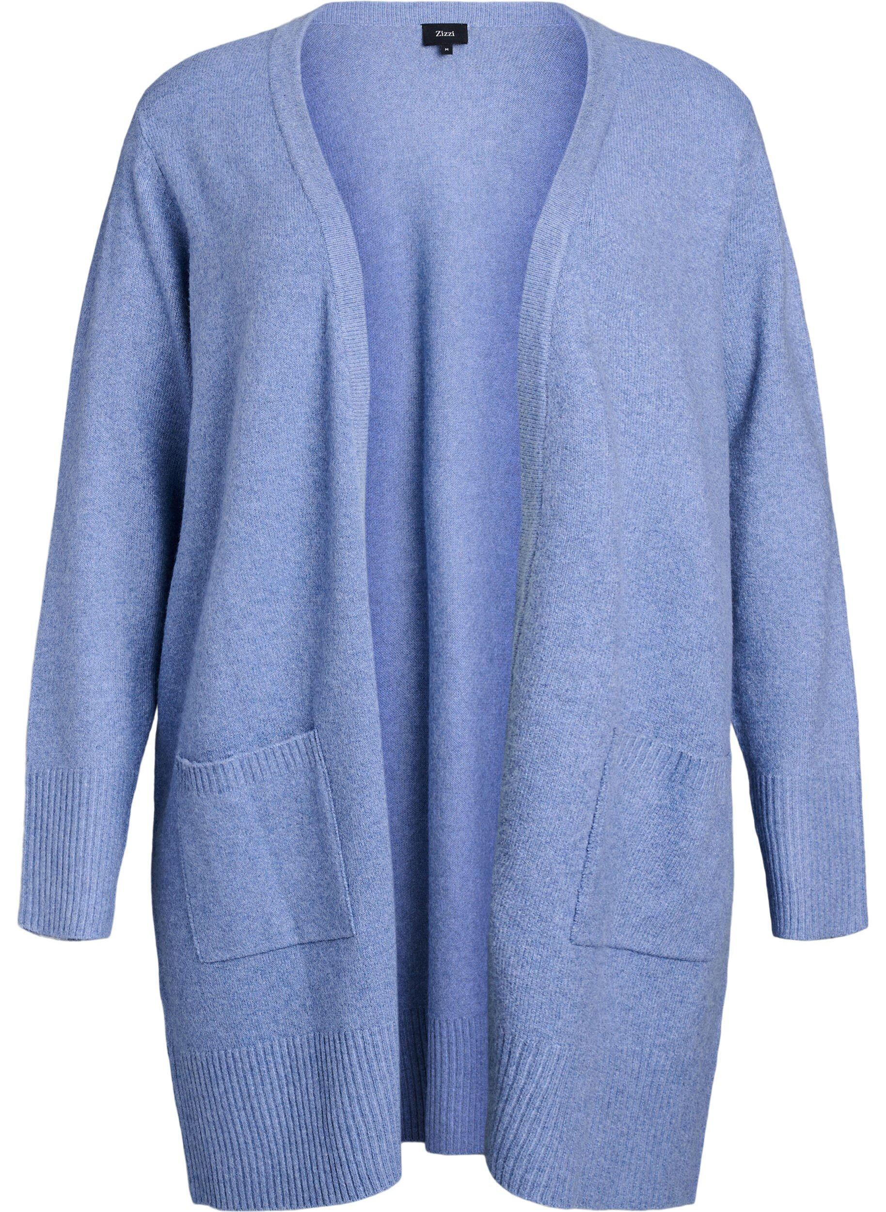 ZizziMeleret strik cardigan med lommer, Bl&aring;, Packshot image number 0