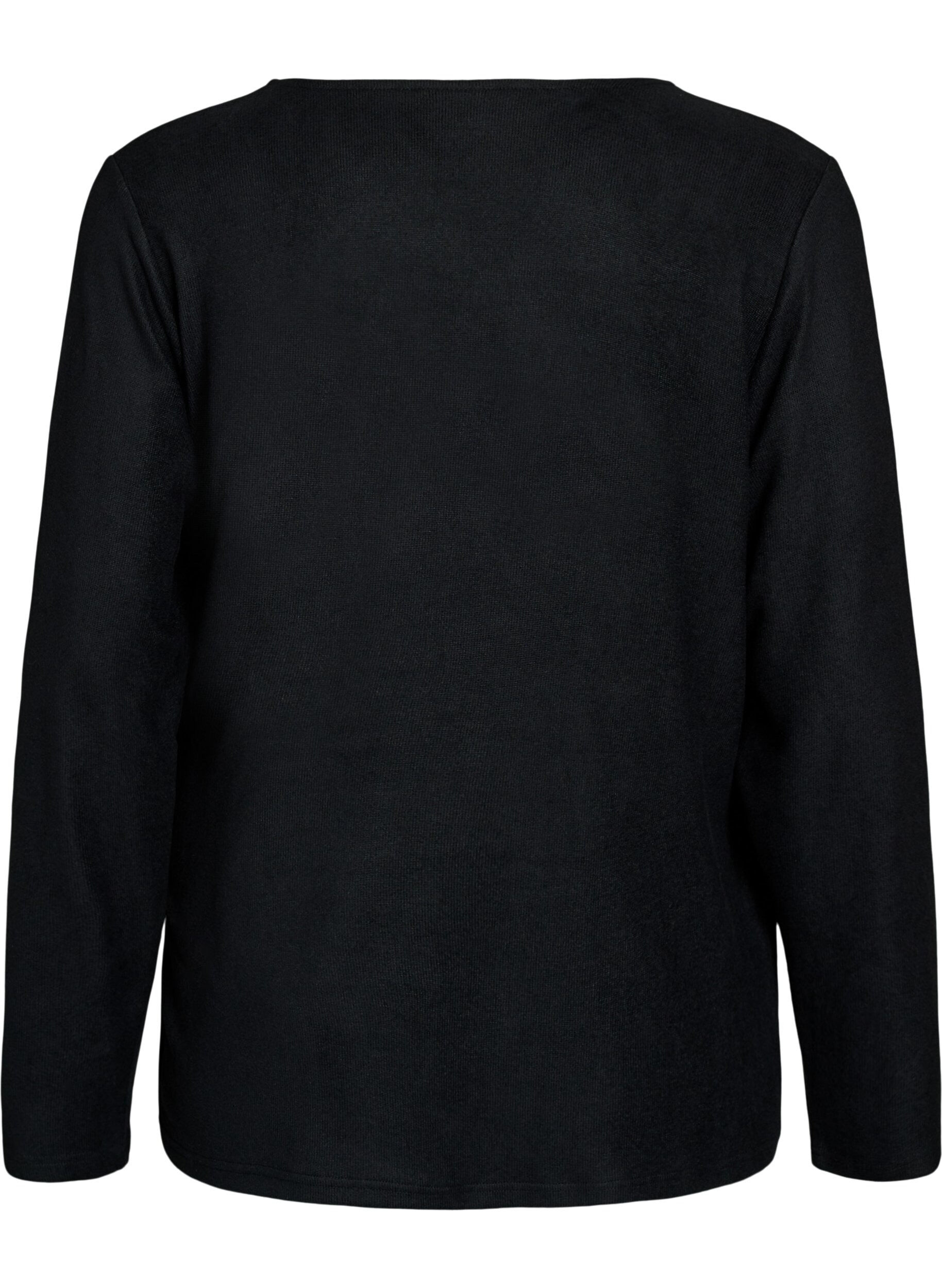 ZizziSl&aring;-om bluse i jersey med bindeb&aring;nd, Sort, Packshot image number 1