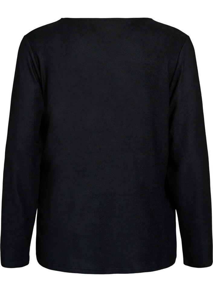 Sl&aring;-om bluse i jersey med bindeb&aring;nd, Sort, Packshot image number 1